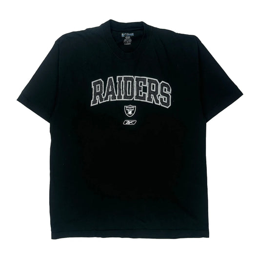 Vintage Raiders Reebok Nfl T-Shirt - Large Black Cotton