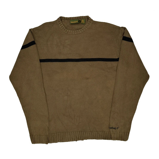 Vintage Timberland Striped Jumper - Large Brown Cotton