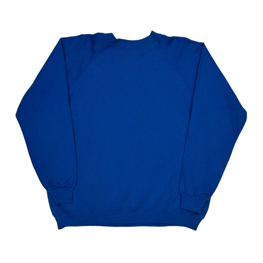 90S Blank Hanes Sweatshirt - XL Blue Cotton Blend