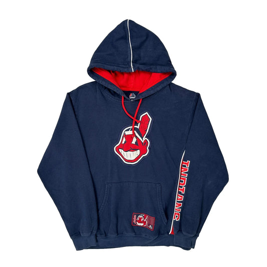 Vintage Cleveland Indians Majestic Mlb Hoodie - Medium Navy Cotton