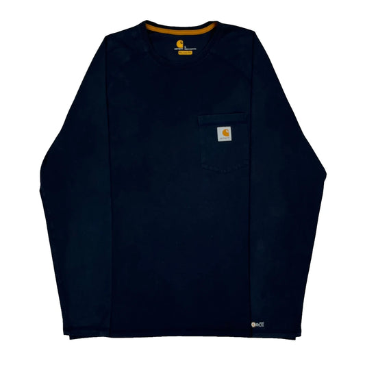 Vintage Carhartt Long Sleeve T-Shirt - Large Navy Cotton Blend