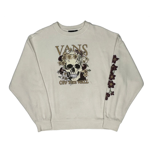 Vintage Vans Graphic Sweatshirt - Medium White Cotton