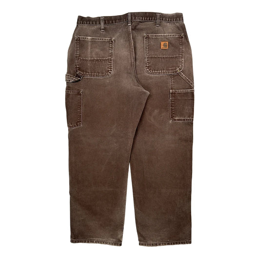 Vintage Carhartt B136 Dkb Double Knee Carpenter Trousers - 34W 29L Brown Cotton