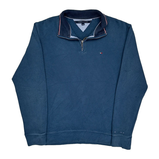 Tommy Hilfiger 1/4 Zip - Large Blue Cotton