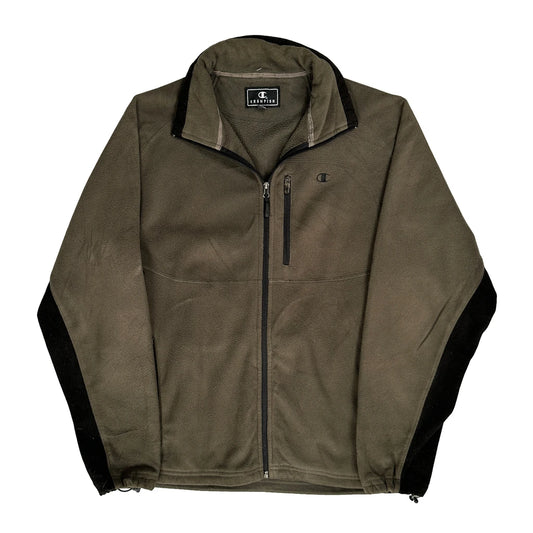 Champion Fleece Jacket - Large Brown Polyester