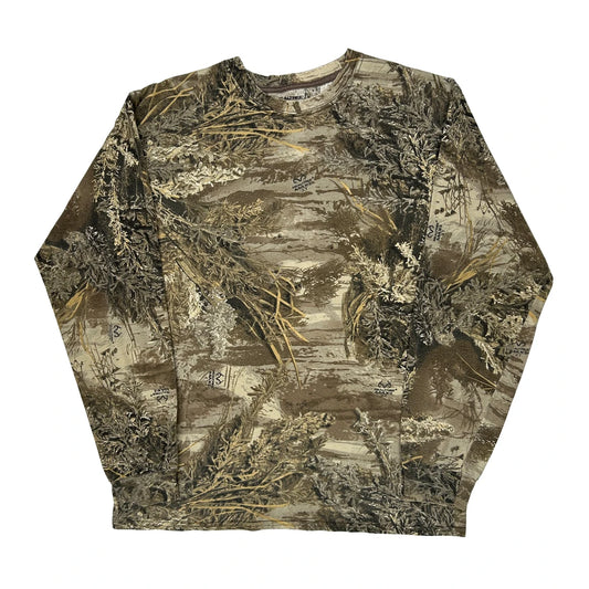 Realtree Camo Long Sleeve T-Shirt - Large Brown Cotton Blend