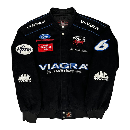 Vintage Roush Racing Jh Designs Nascar Bomber Jacket - Large Black Cotton