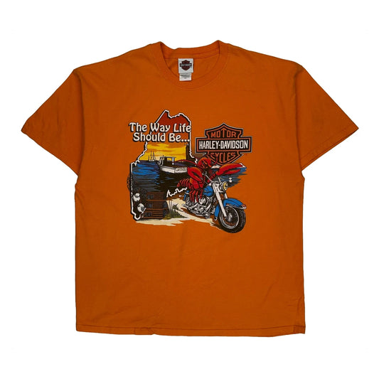 Central Maine Harley-Davidson Harley Davidson Graphic T-Shirt - 2XL Orange Cotton