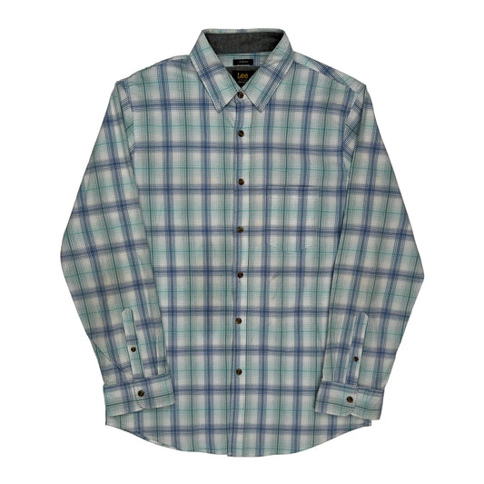 Lee Checked Shirt - Large Blue Cotton