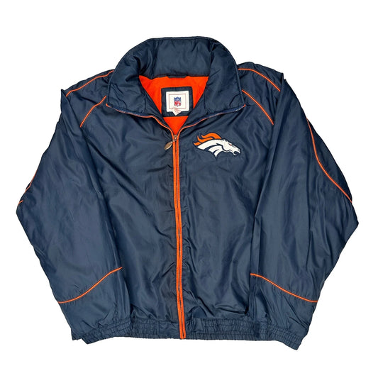 Vintage Broncos Nfl Football Windbreaker - XL Blue Polyester