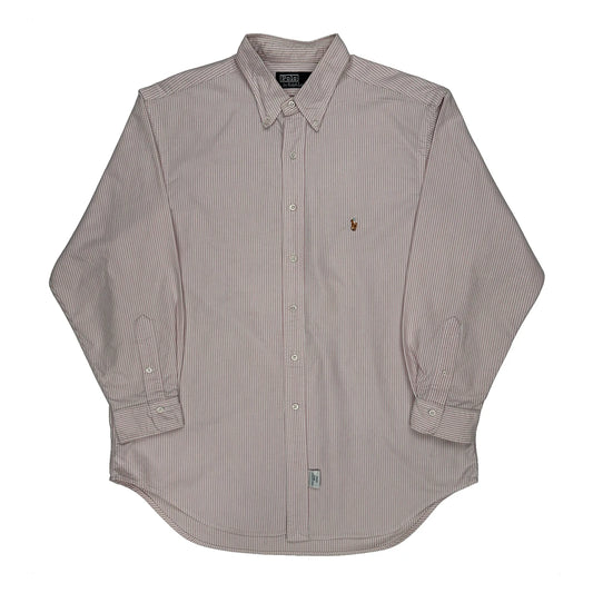 Polo By Ralph Lauren Striped Shirt - XL Pink Cotton
