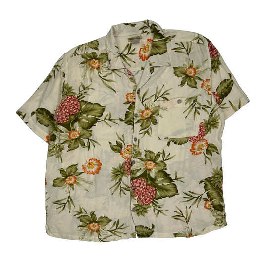 Islander Floral Hawaiian Shirt - Large Cream Viscose