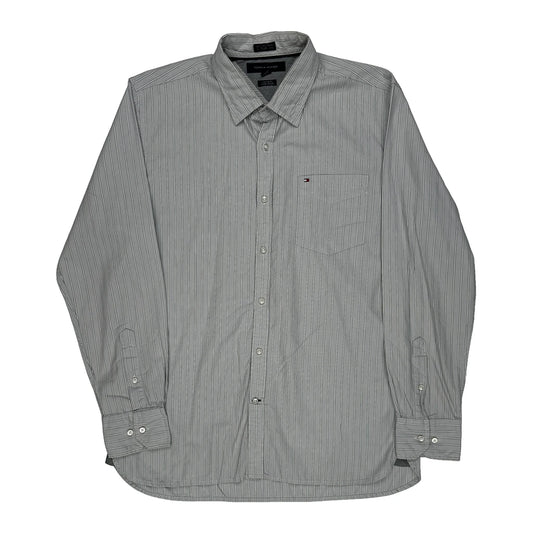 Tommy Hilfiger Striped Shirt - Large Grey Cotton
