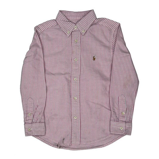 Age 6-8 Polo By Ralph Lauren Striped Shirt - Small Pink Cotton
