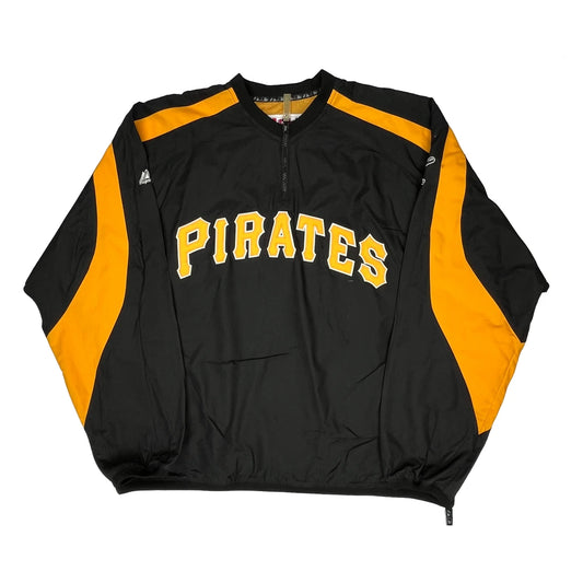Vintage Pirates Majestic Mlb Windbreaker - XL Black Polyester