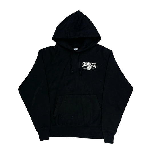 Reverse Weave Champion Graphic Hoodie - Large Black Cotton Blend