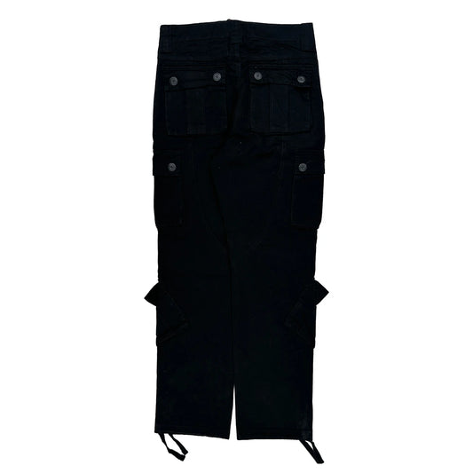 Matchstick Cargo Trousers - 30W 31L Black Cotton