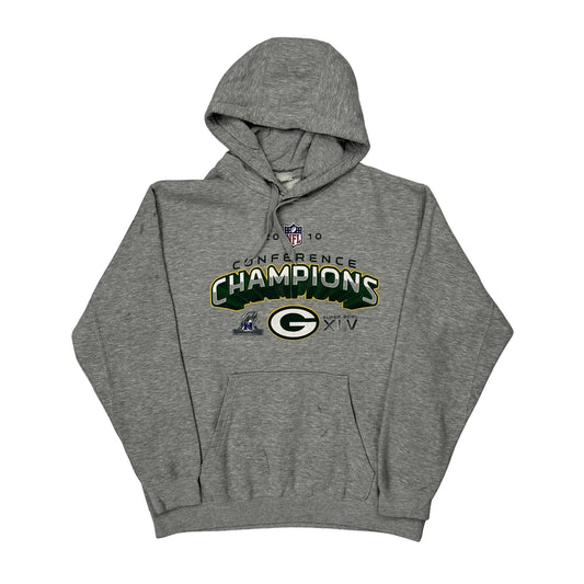 Vintage Green Bay Packers Nfl Hoodie - Large Grey Cotton