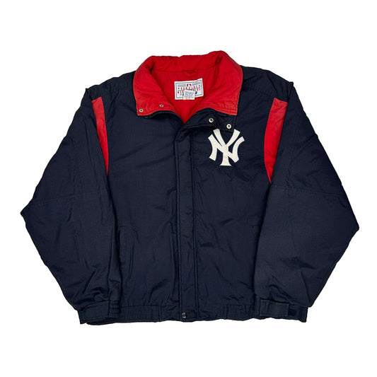 Vintage New York Yankees Starter Graphic Baseball Jacket - Large Navy Nylon