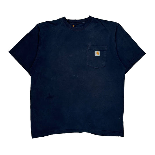 Vintage Carhartt T-Shirt - Large Navy Cotton