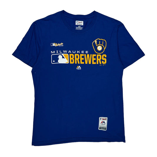Vintage Milwaukee Brewers Majestic Mlb T-Shirt - Medium Blue Cotton