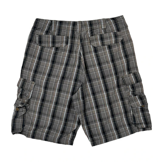 Lee Checked Cargo Shorts - 32W 11L Grey Cotton