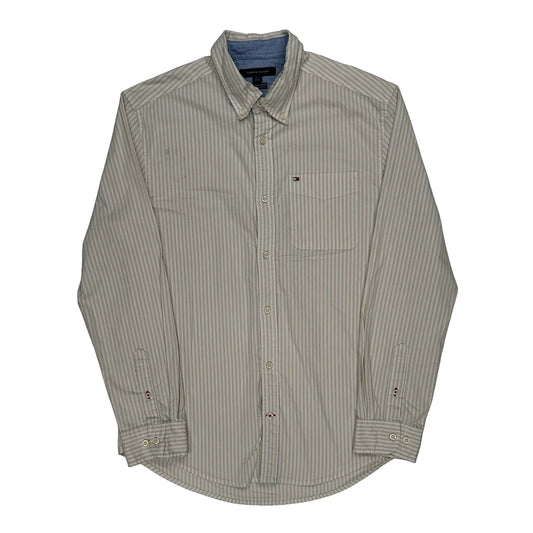 Tommy Hilfiger Striped Shirt - Large Beige Cotton