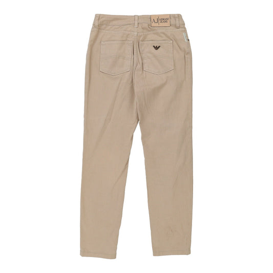 Vintage Armani Jeans Trousers - 28W UK 8 Beige Cotton