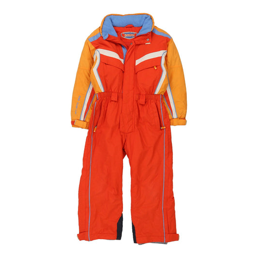 Vintage Age 10 Brugi All-In-One Ski Suit - XL Orange Nylon