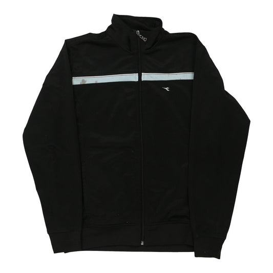 Vintage Diadora Track Jacket - Large Black Polyester