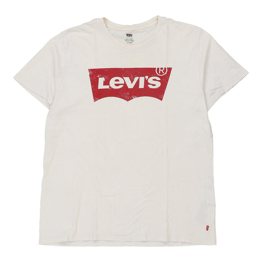 Vintage Levis Spellout T-Shirt - XL White Cotton