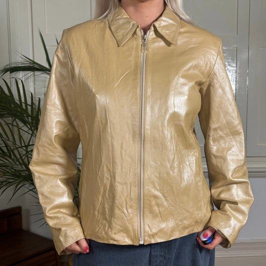 Vintage beige Conbipel Leather Jacket - womens large