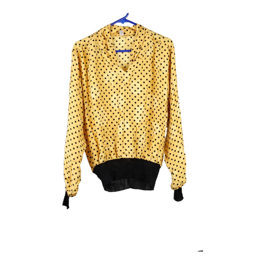 Vintage Unbranded Polka Dot Blouse - Large Yellow Silk Blend