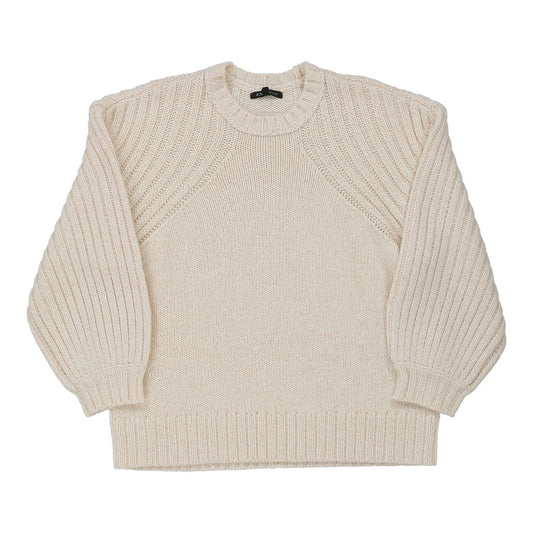 Vintage Armani Exchange Jumper - Medium Cream Acrylic Blend