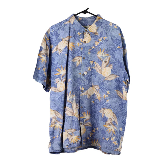 Vintage Island Shores Floral Hawaiian Shirt - 2XL Blue Viscose Blend