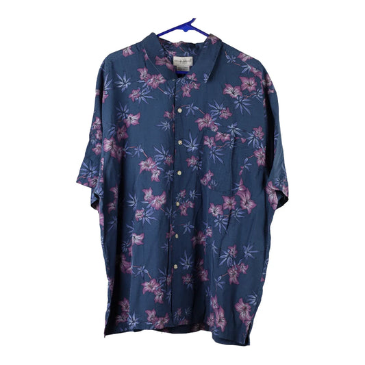 Vintage Knightsbridge Floral Hawaiian Shirt - XL Navy Viscose Blend