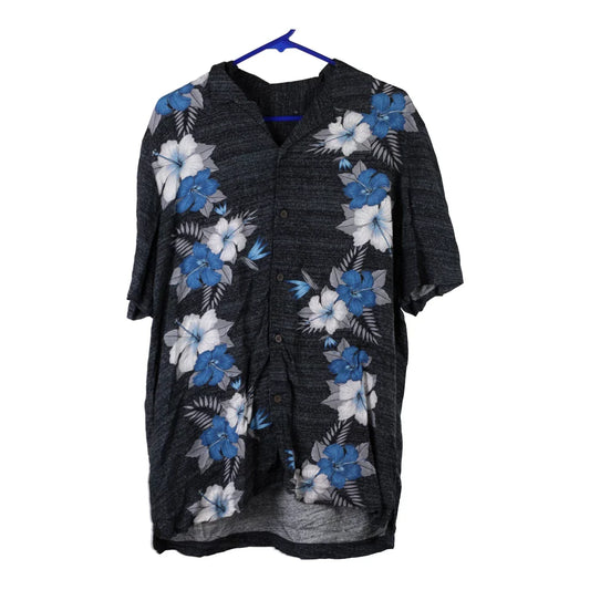 Vintage Unbranded Floral Hawaiian Shirt - Large Black Viscose Blend