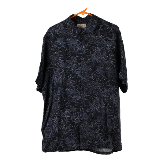 Vintage Tasso Elba Floral Hawaiian Shirt - XL Black Silk Blend