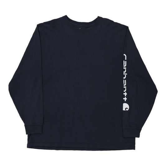 Vintage navy Carhartt Long Sleeve T-Shirt - mens x-large