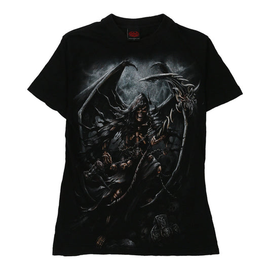 Vintage black Spiral T-Shirt - mens small