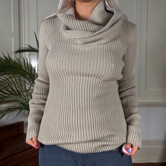 Vintage beige Sisley Jumper - womens medium