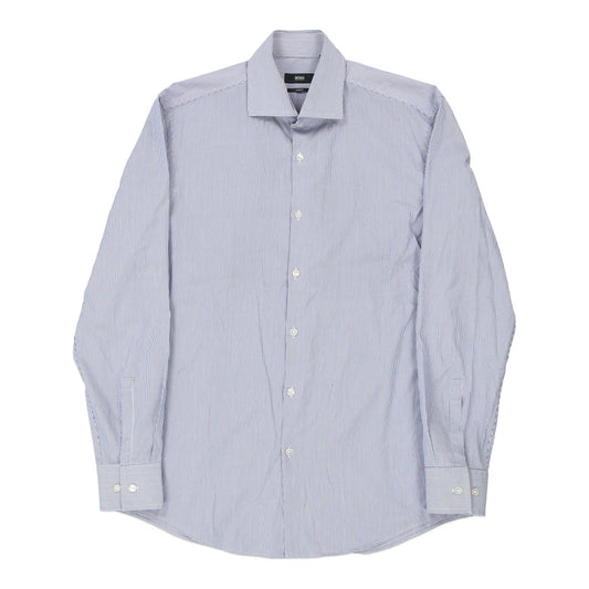 Vintage Hugo Boss Striped Shirt - Large Blue Cotton