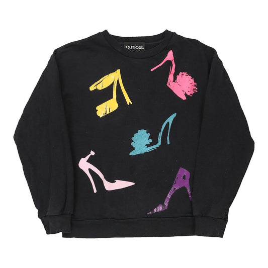 Vintage Moschino Graphic Sweatshirt - XS Black Cotton Blend