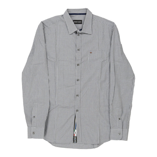 Vintage Emporio Armani Checked Shirt - Medium Grey Cotton