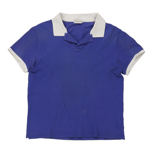 Vintage Moncler Polo Shirt - Large Blue Cotton