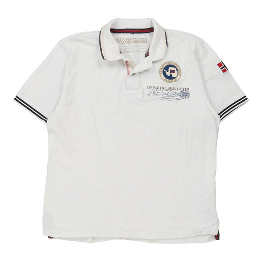 Vintage Napapijri Polo Shirt - 2XL White Cotton