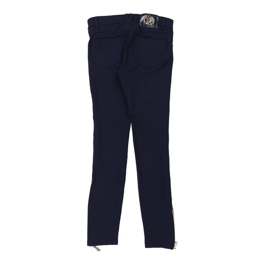 Vintage Versace Jeans Couture Skinny Trousers - 28W UK 8 Navy Cotton Blend
