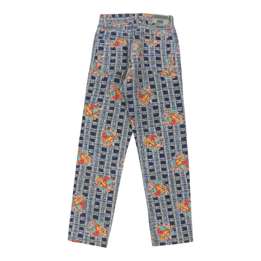 Vintage Unbranded Checked Trousers - 26W UK 6 Blue Cotton