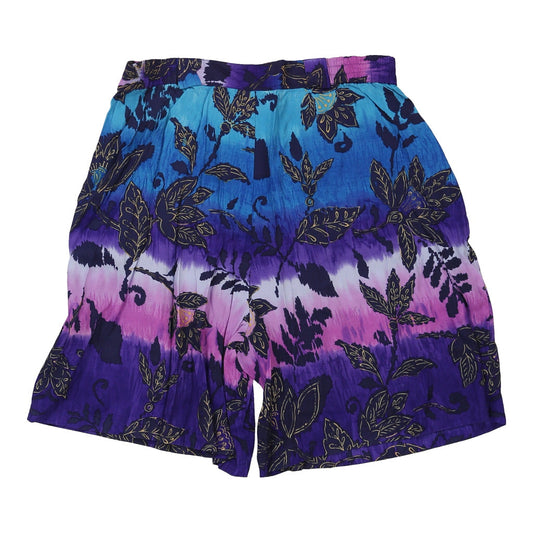 Vintage Now Floral Shorts - Large Blue Polyester