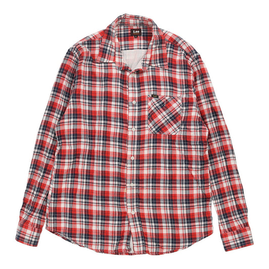 Vintage Lee Checked Flannel Shirt - XL Red Cotton